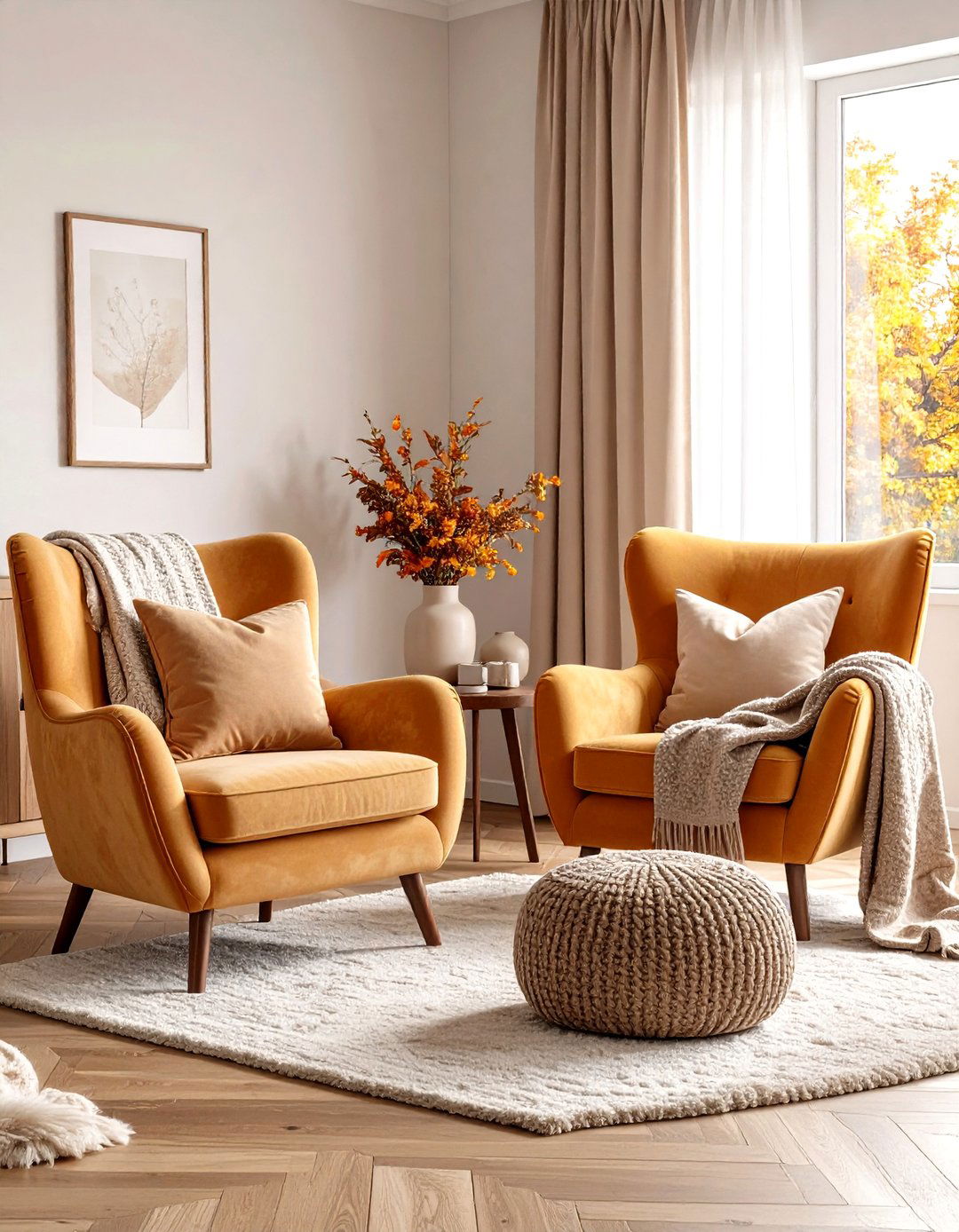 Oversized Armchairs in Front of Fireplace - 20 Chairs in Front of Fireplace Ideas