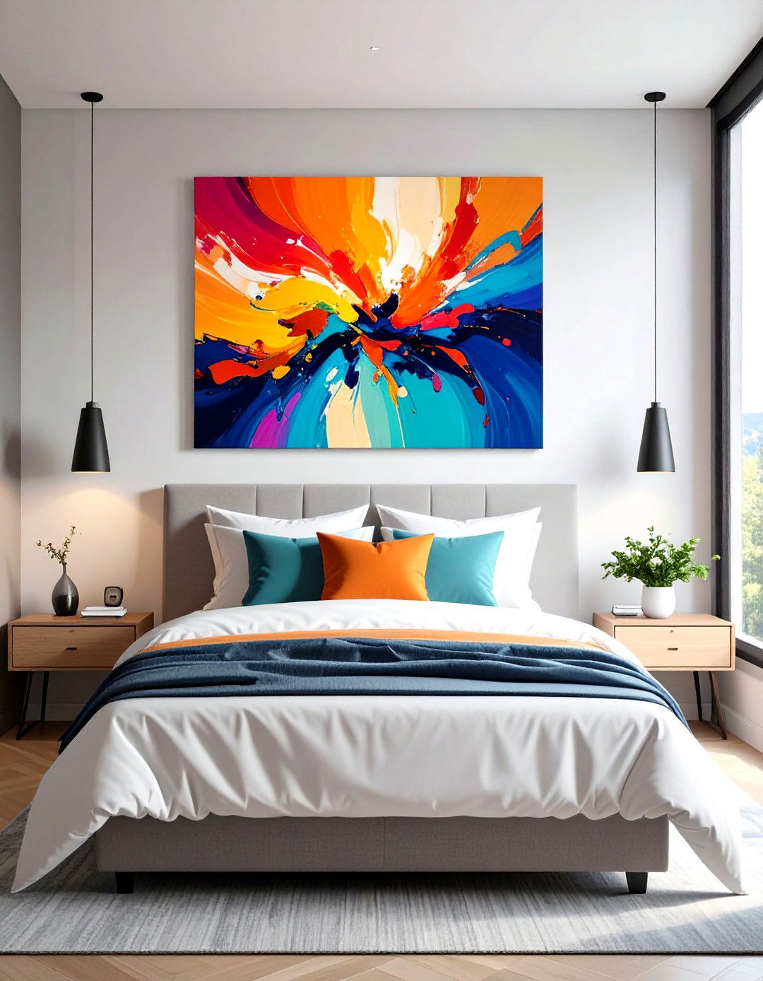 Oversized Art Piece Bedroom Wall Decor - 20 Bedroom Wall Decor Ideas