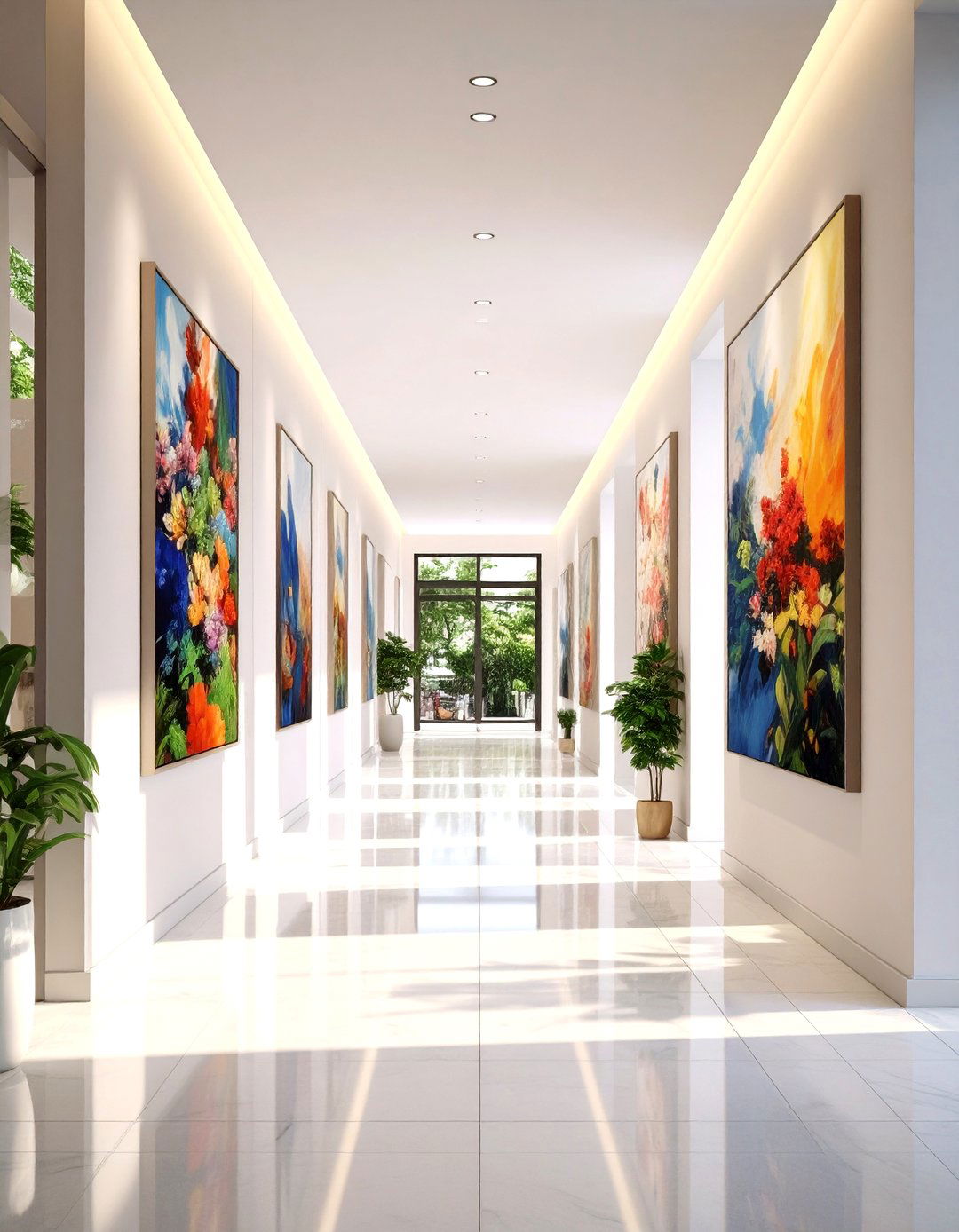 Oversized Art as Hallway Focal Point - 20 Hallway Ideas