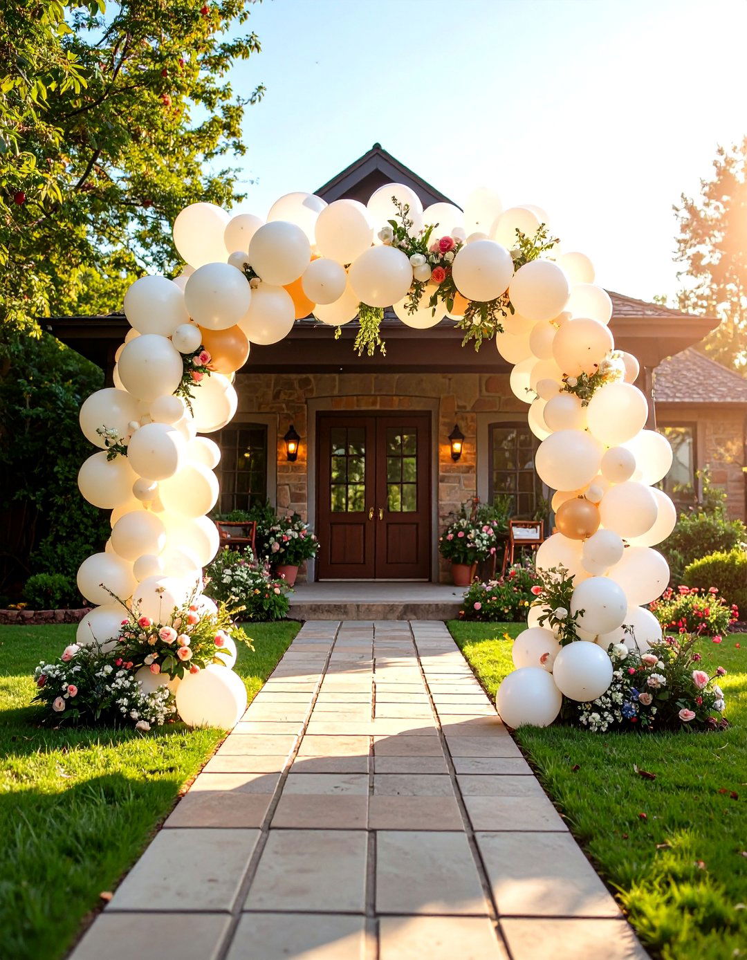Oversized Balloon Frame Wedding Welcome Sign with Festive Colors - 20 Wedding Welcome Sign Ideas
