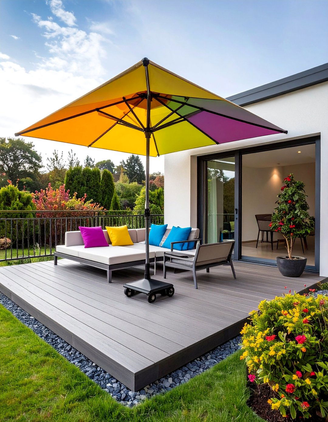 Oversized Cantilever Umbrellas as Movable Walls - 20 Balcony Privacy Ideas