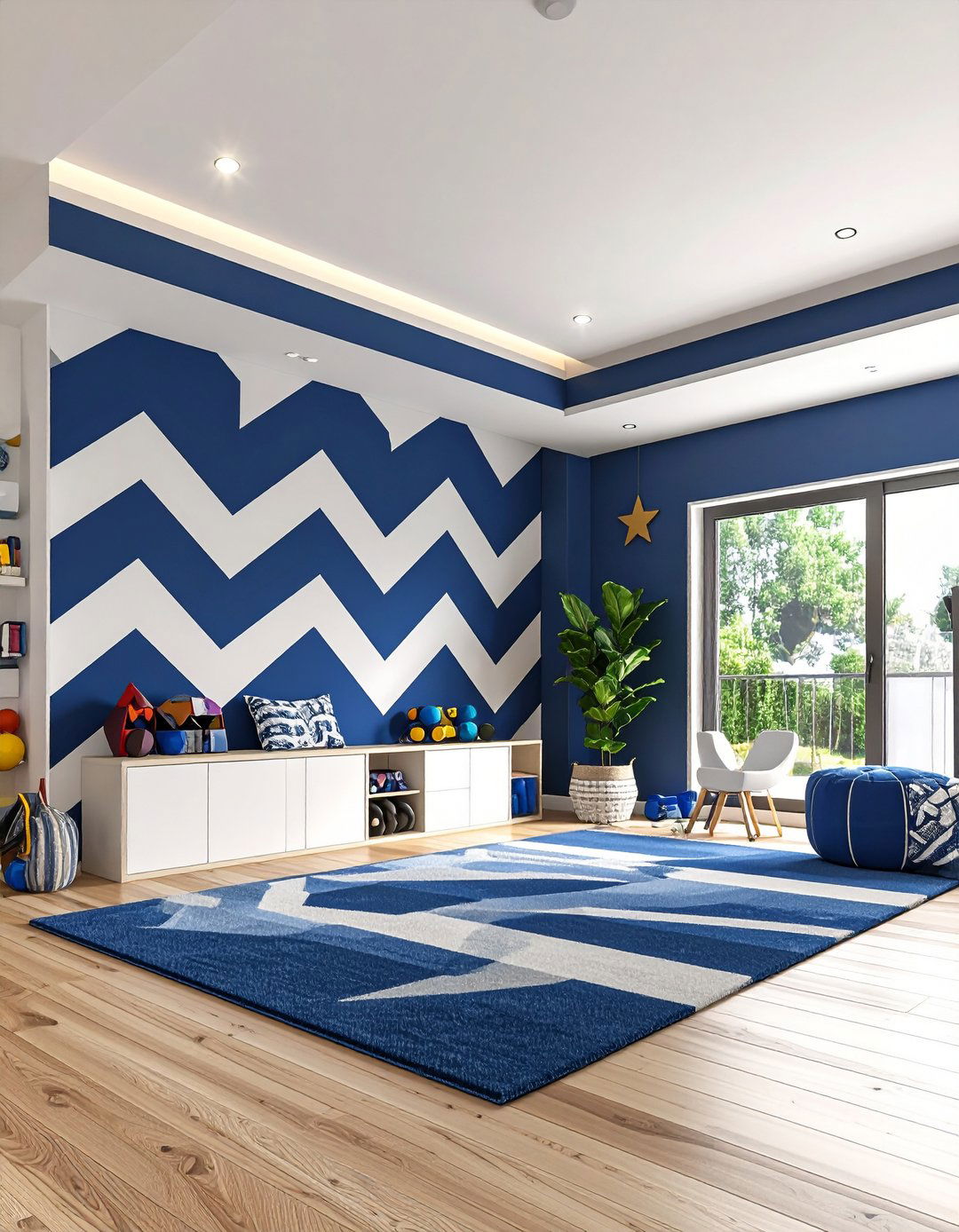 Oversized Chevron Stripe Accent Wall - 20 Geometric Accent Wall Ideas