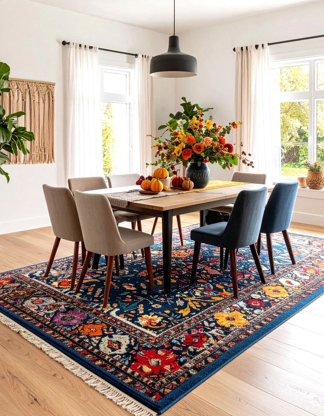 Oversized Dining Room Rug Ensures Chair Comfort - 20 Dining Room Rug Ideas