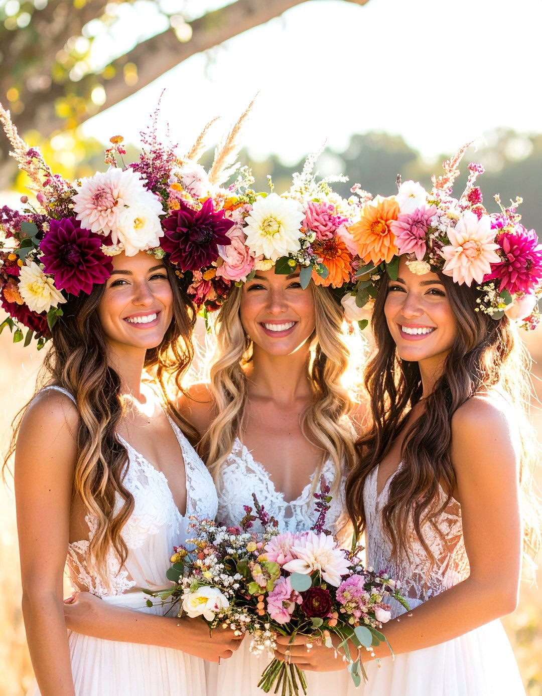 Oversized Floral Crowns for Brides and Maids - 20 Fairytale Wedding Ideas