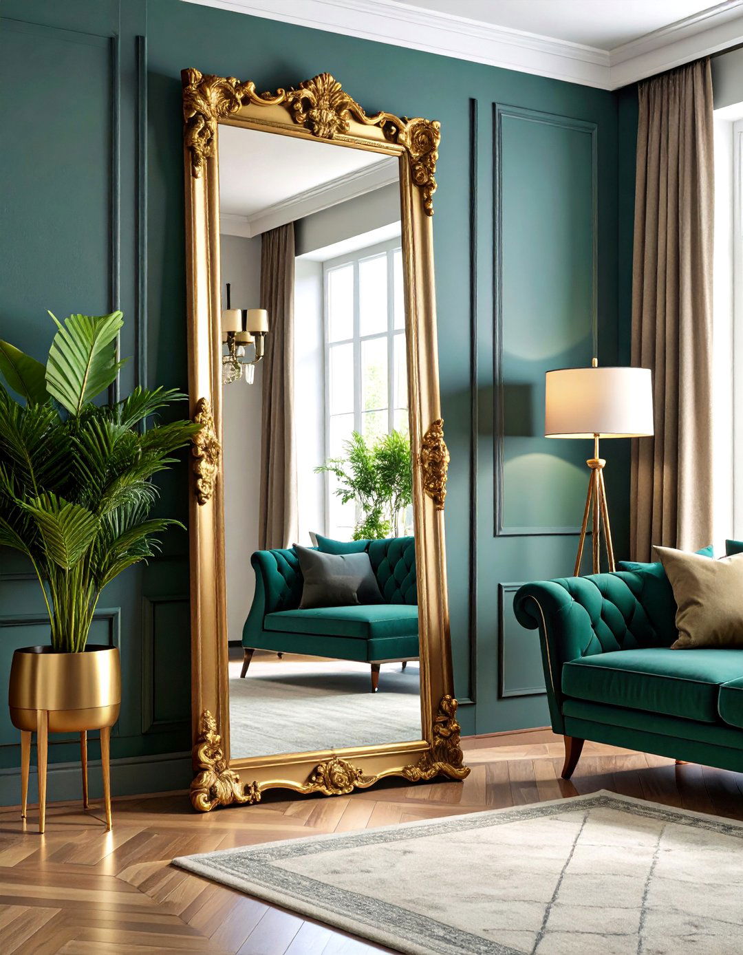 Oversized Living Room Mirror Floor Statement - 20 Living Room Mirror Ideas