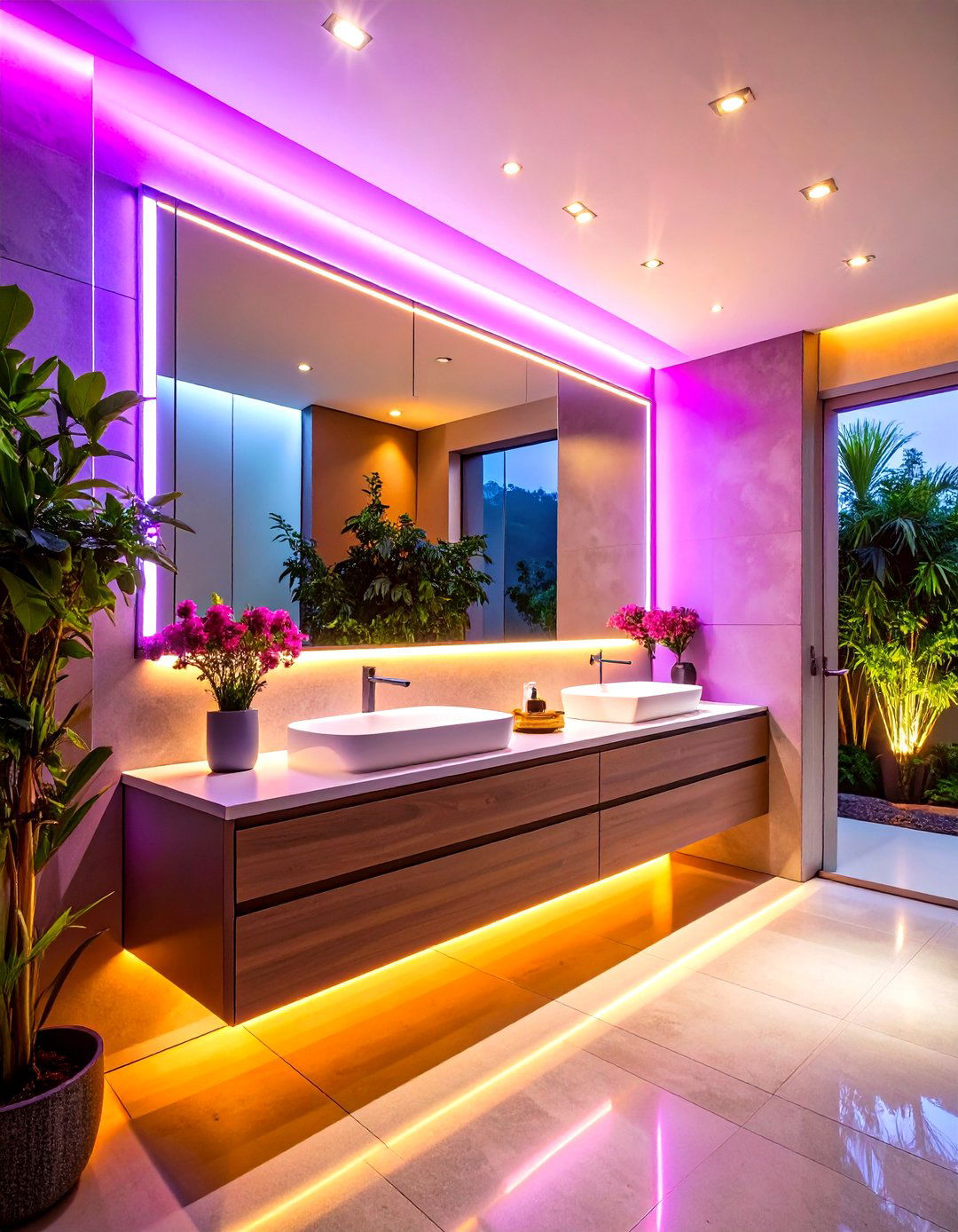 Oversized Mirror Doubles Half Bathroom Visual Width - 20 Half Bathroom Ideas