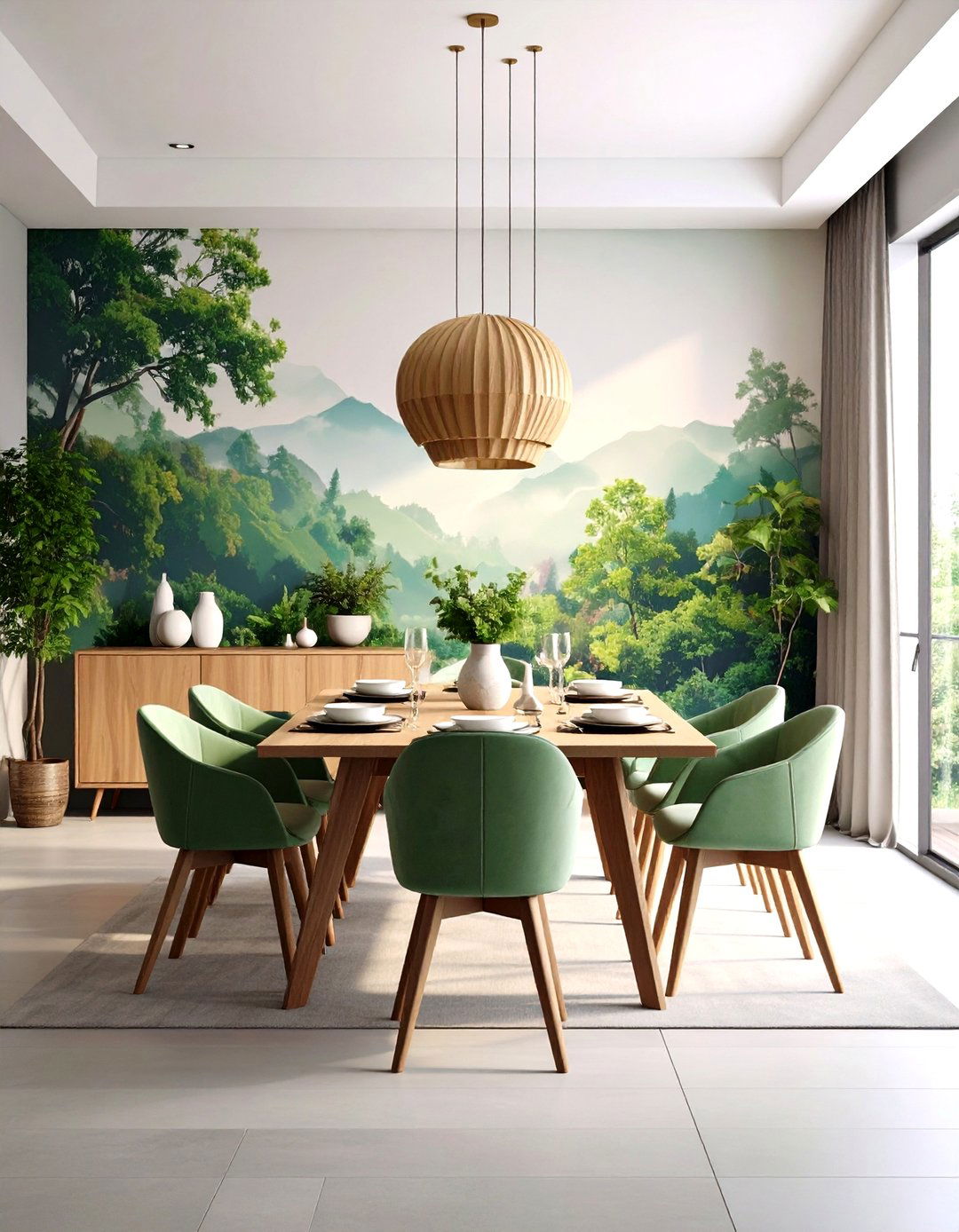 Oversized Mural Accent Wall - 20 Dining Room Accent Wall Ideas