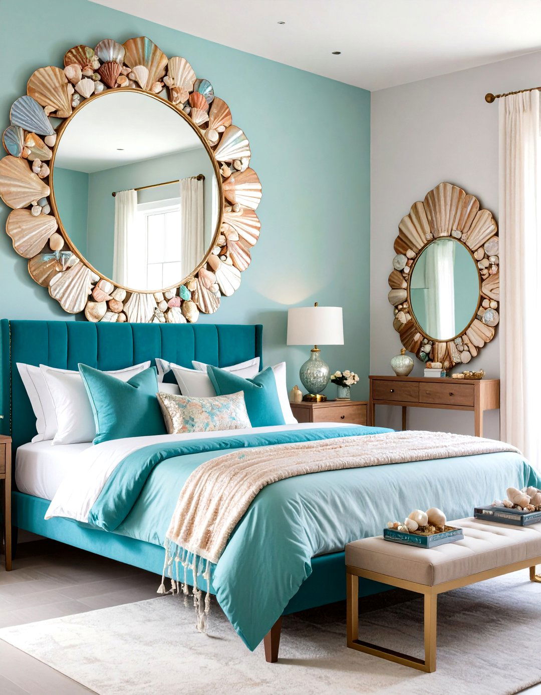 Oversized Seashell Mirrors - 20 Underwater Mermaid Bedroom Ideas