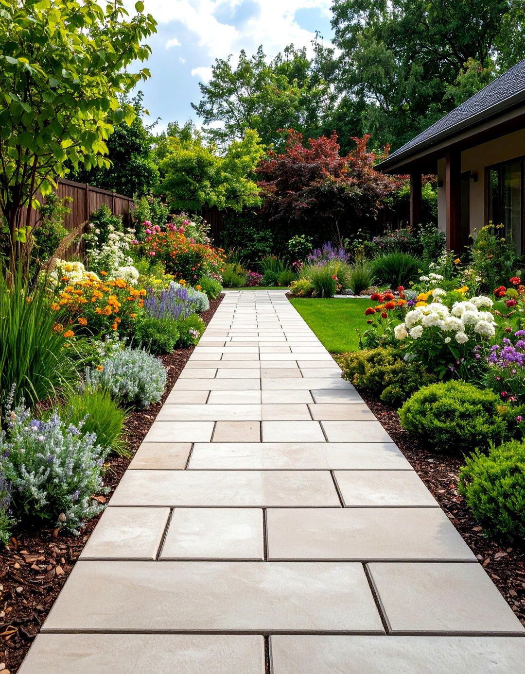 Oversized Slab Concrete Paver Walkway - 20 Concrete Paver Walkway Ideas