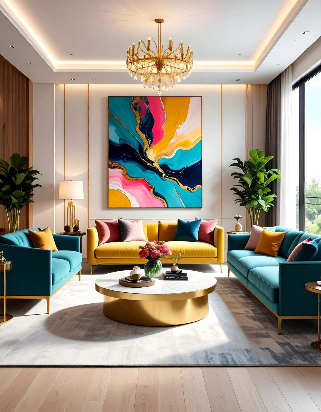 Oversized Statement Artwork - 20 Glam Living Room Ideas