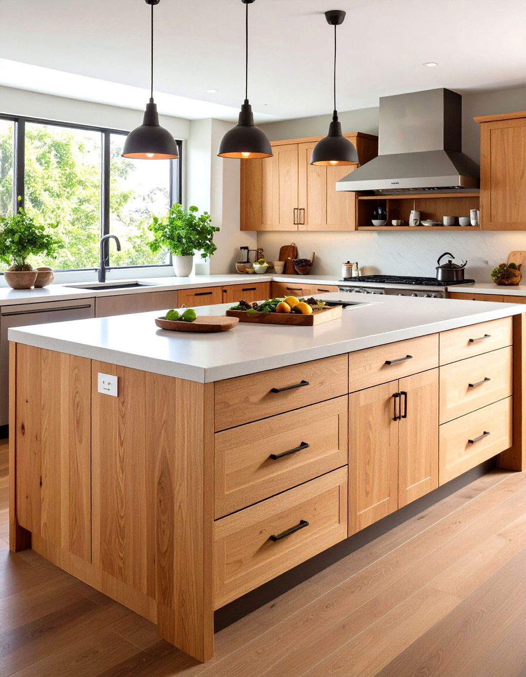 Oversized Super Kitchen Island with Spice Rack - 20 Rustic Kitchen Island Ideas