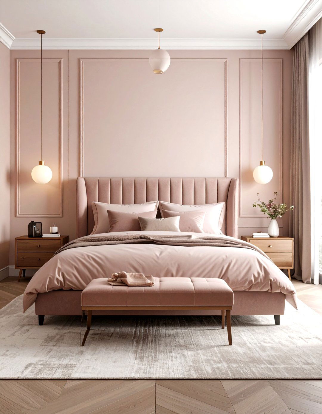 Owing to Its Low Saturation a Monochrome Dusty Rose Room Calms the Mind - 20 Dusty Rose Bedroom Ideas
