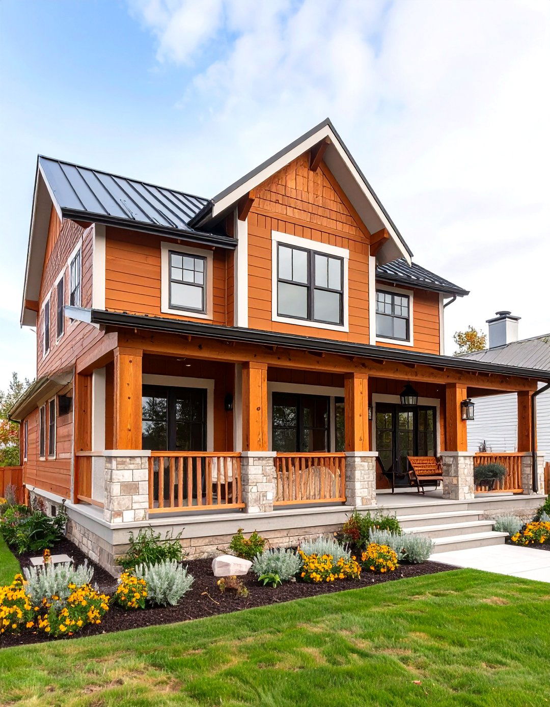Oxblood Modern Farmhouse House Exterior - 20 Dark Red House Exterior Ideas