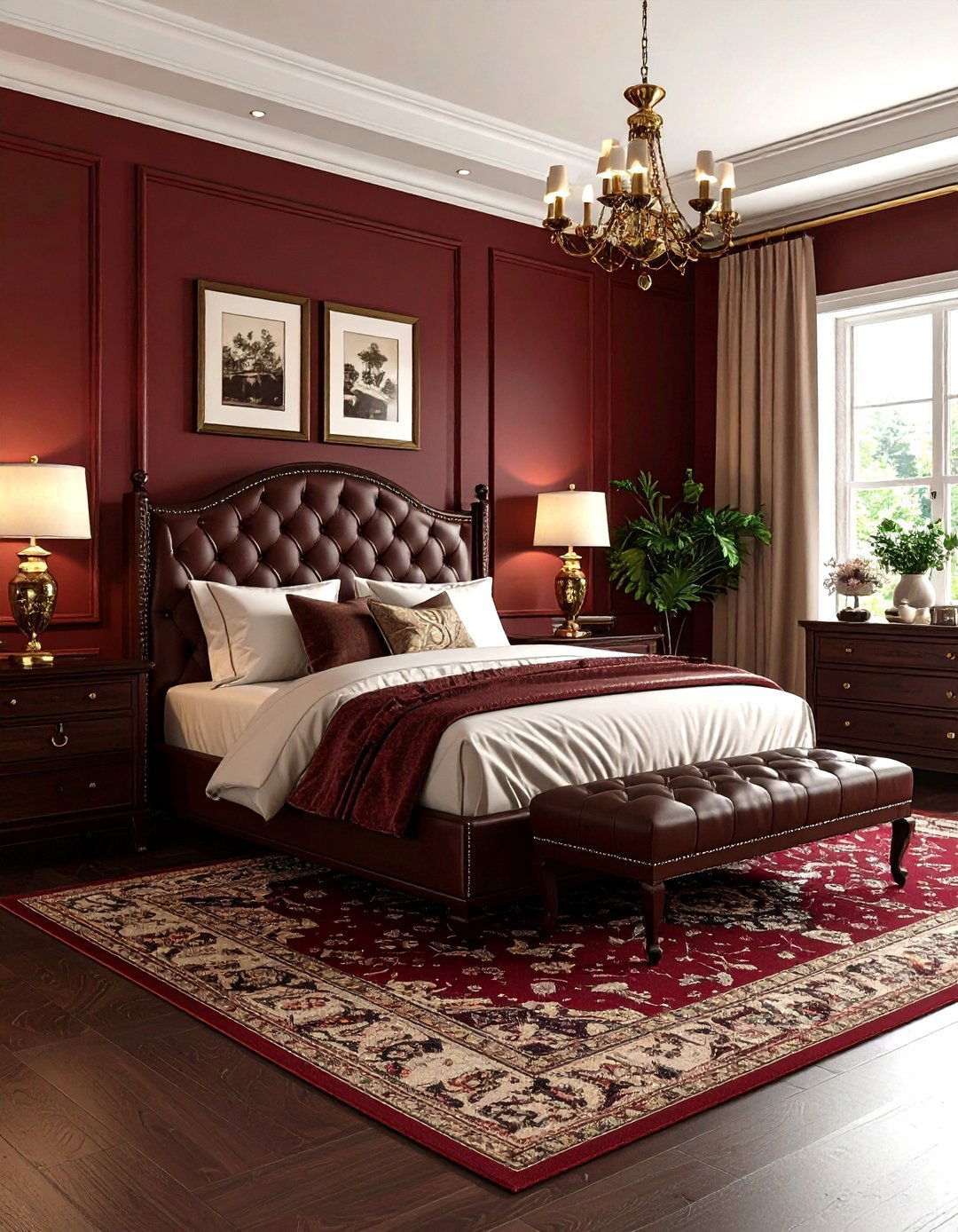 Oxblood Red Bedroom with Masculine Sophistication - 20 Red Bedroom Ideas