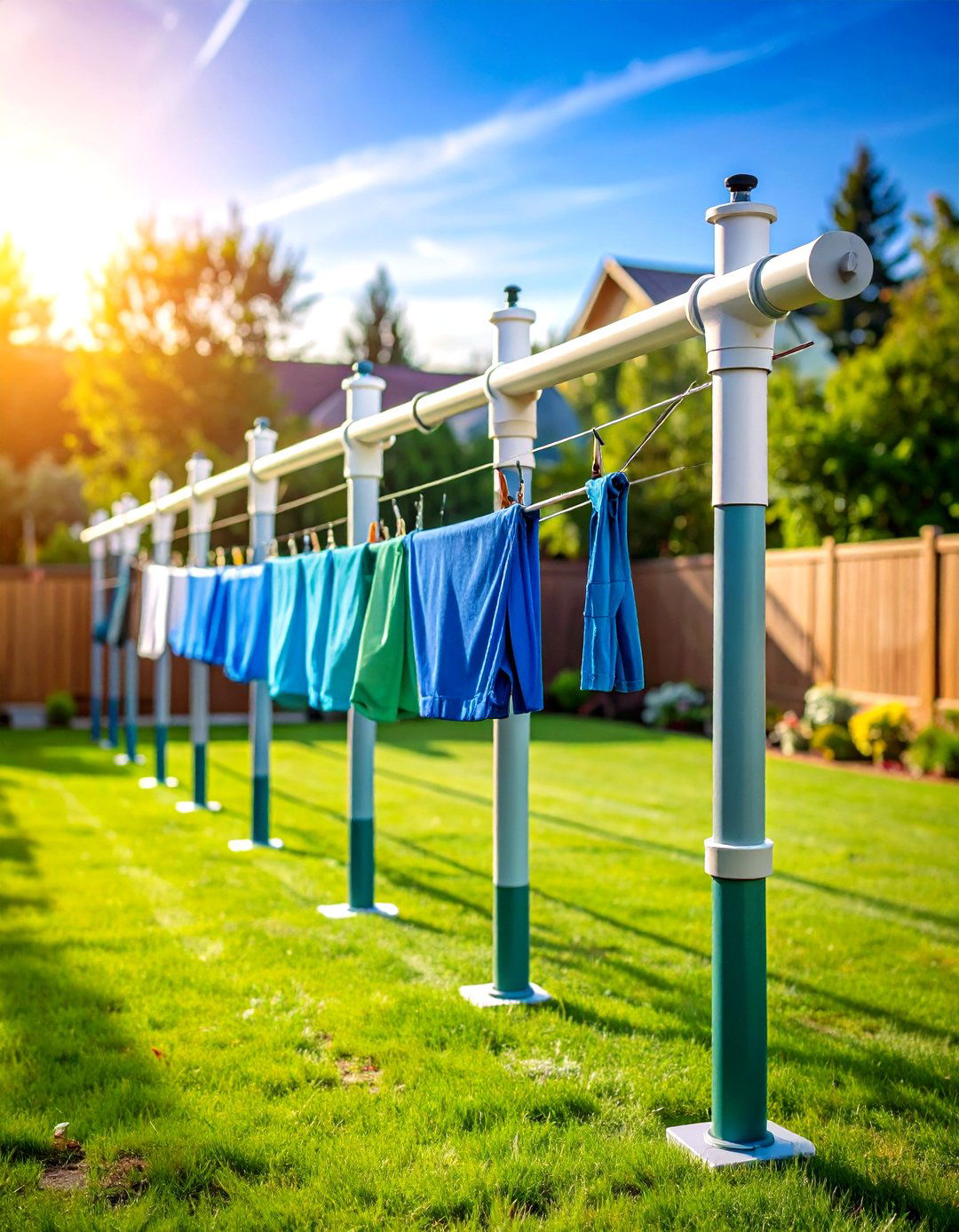 PVC Pipe Construction Outdoor Clothesline - 20 Outdoor Clothesline Ideas