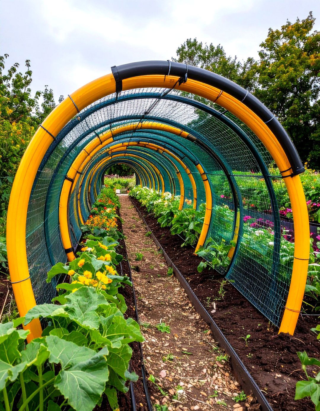 PVC Pipe Hoop Trellis for Squash - 20 Garden Trellis Ideas