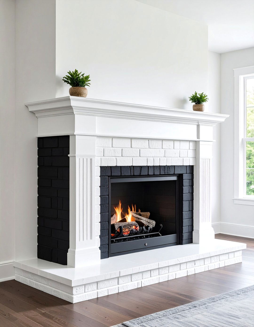Paint Dipped Brick Charcoal Base Fades to White - 20 Black and White Fireplace Ideas