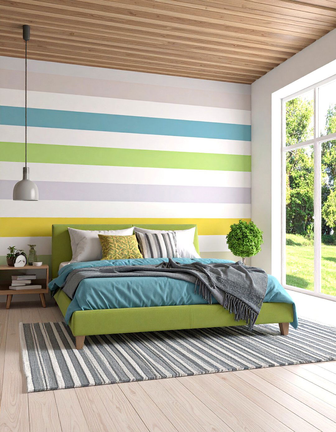 Paint Horizontal Stripes - 20 Twin Bedroom Ideas