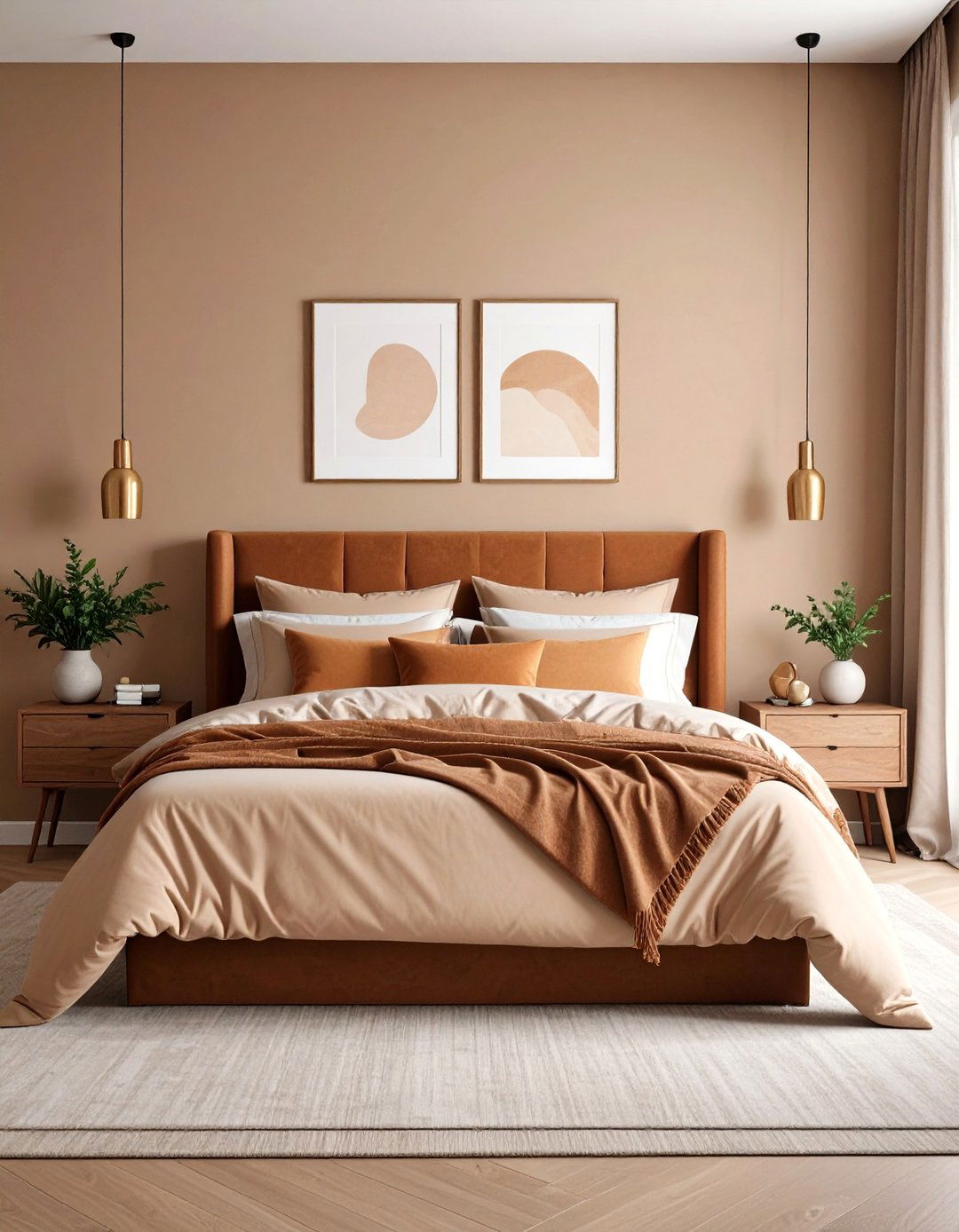Paint One Deep Beige Accent Wall to Elevate Drama - 20 Beige Bedroom Ideas