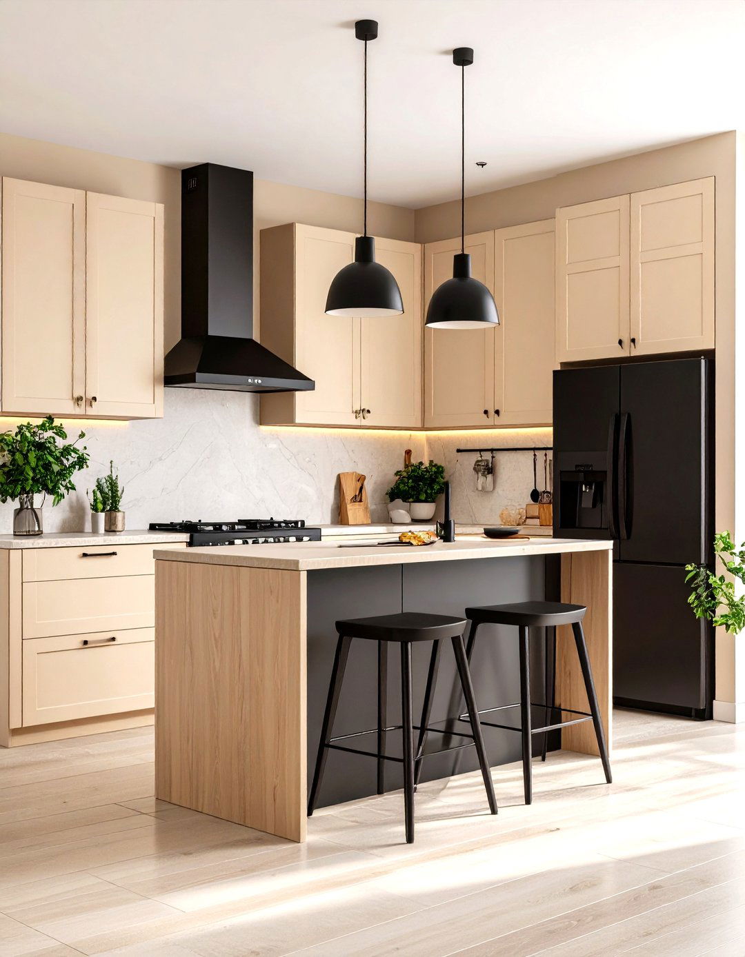 Paint Walls in Soft Neutrals - 20 Small Kitchen with Black Appliances Ideas