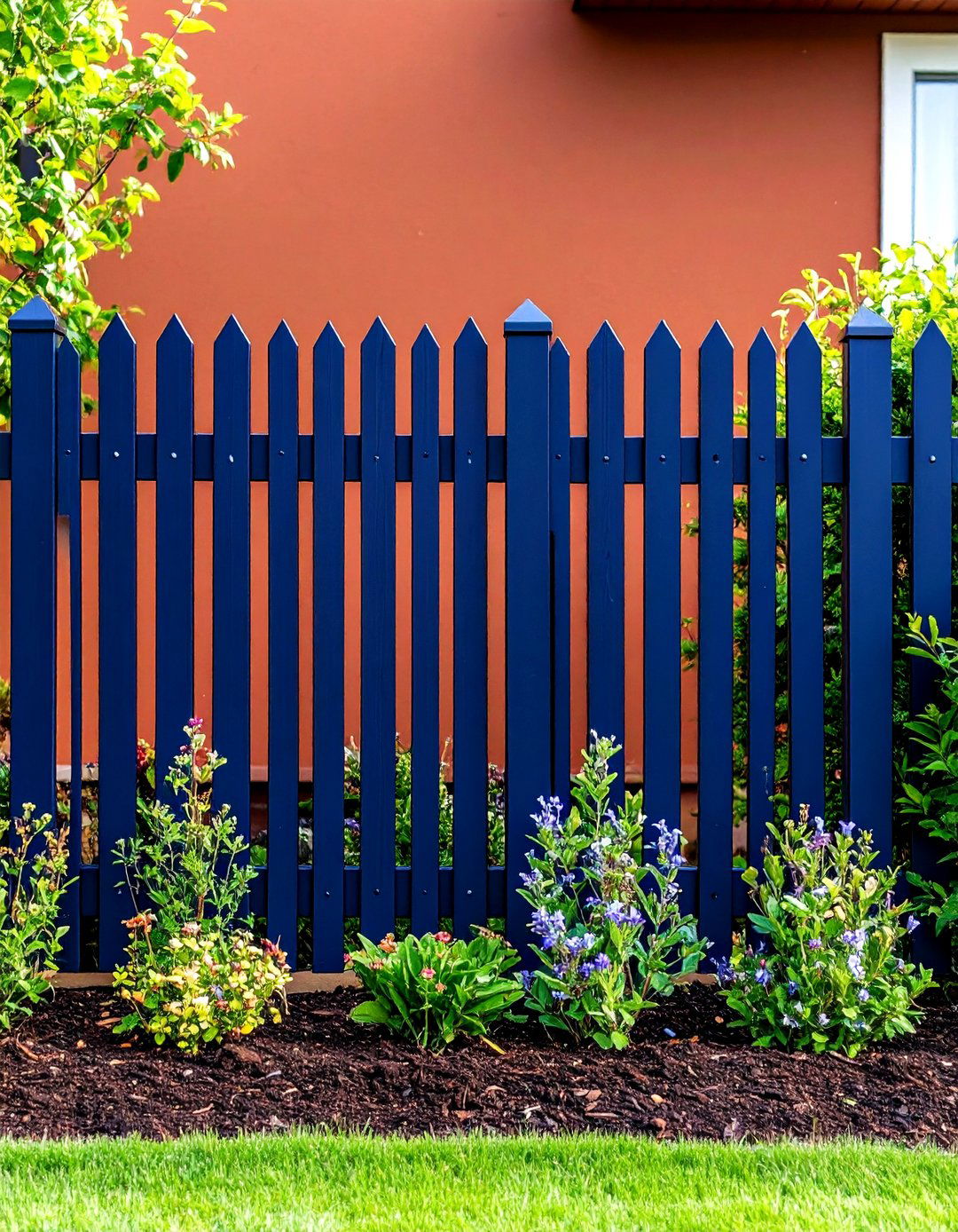 Paint Your Fence a Bold Color - 20 Simple Fence Line Landscaping Ideas