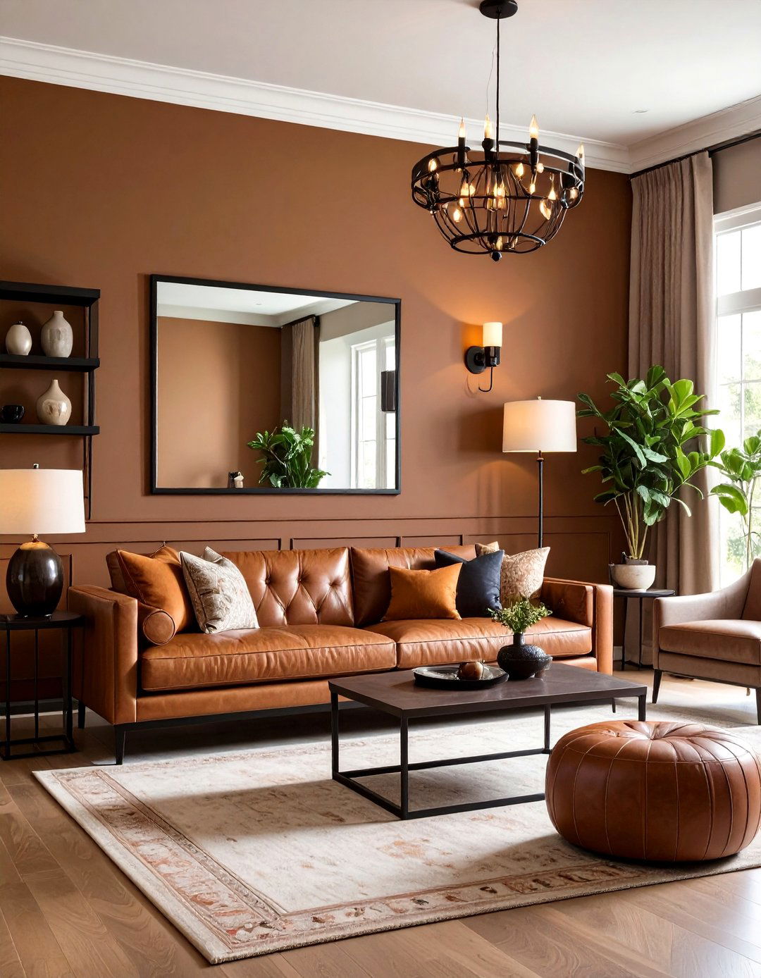 Paint a Single Chocolate Accent Wall - 20 Black and Brown Living Room Ideas