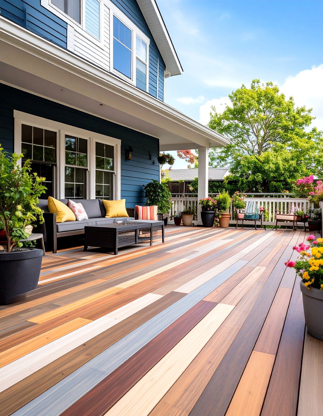 Paint and Stain Patterns to Rejuvenate the Deck Floor - 20 Deck Decorating Ideas