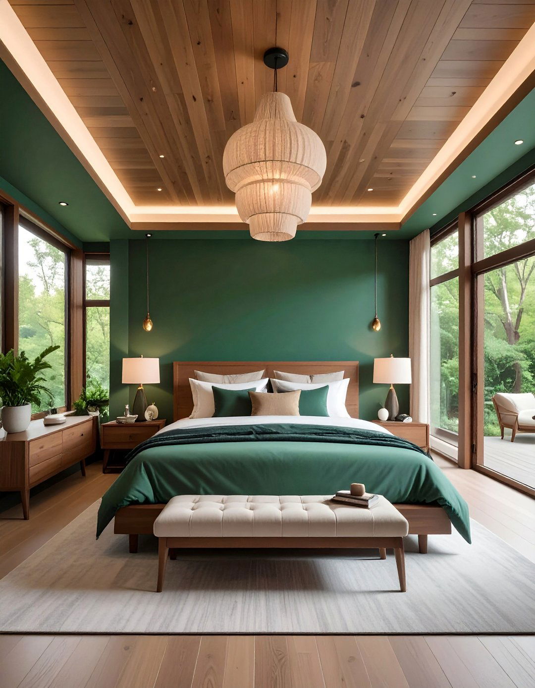 Paint the Ceiling in Your Forest Green Bedroom for a Starry Canopy - 20 Forest Green Bedroom Ideas