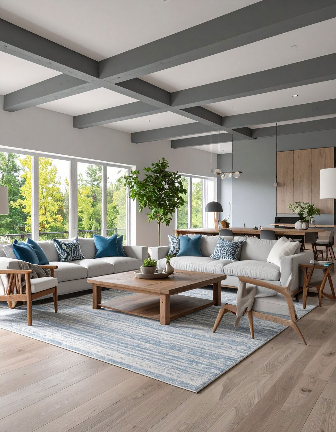 Painted Beam Exposed Beam Living Room Contrast - 20 Exposed Beam Living Room Ideas
