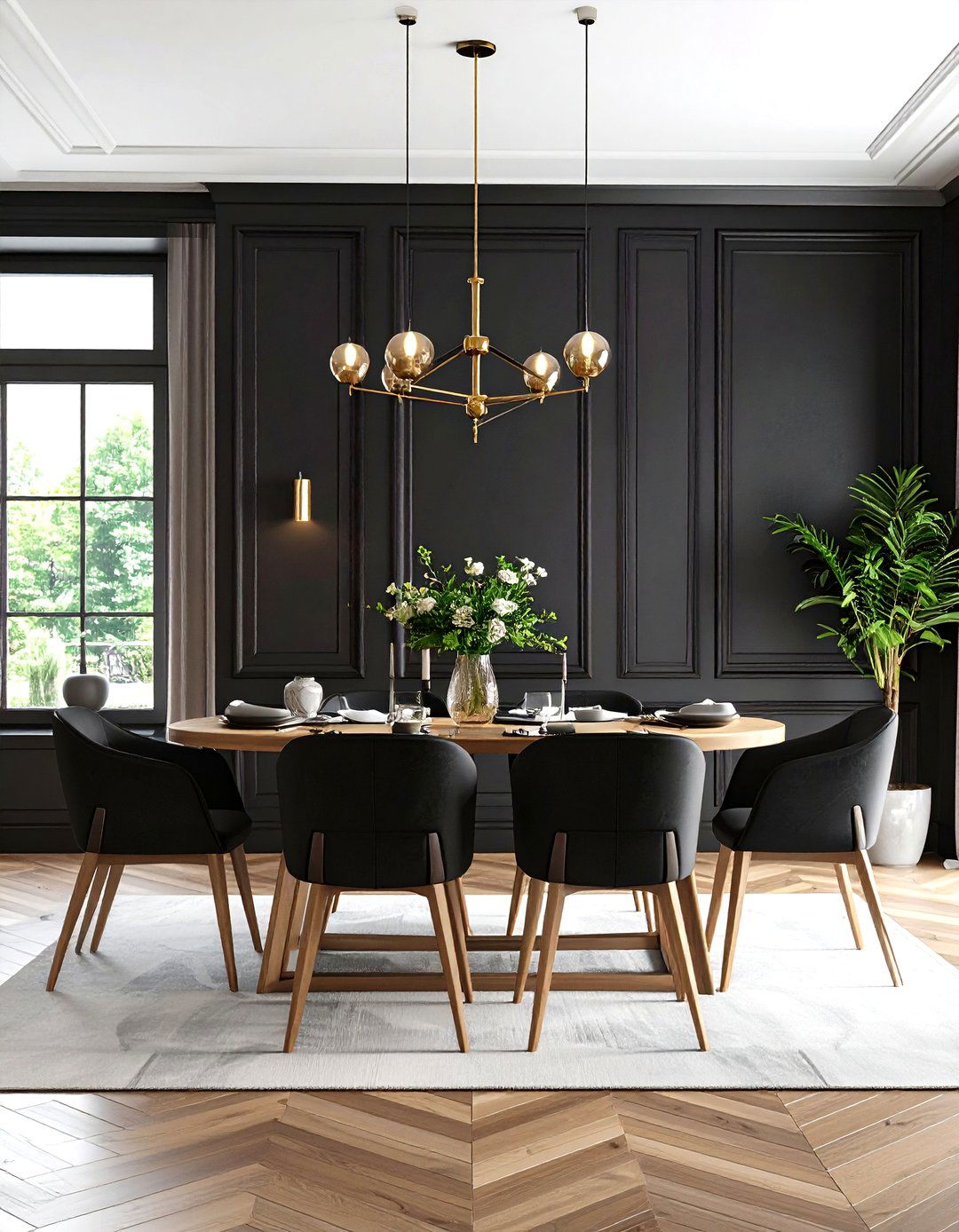 Painted Black Wood Trim Accent Wall - 20 Wood Trim Accent Wall Ideas