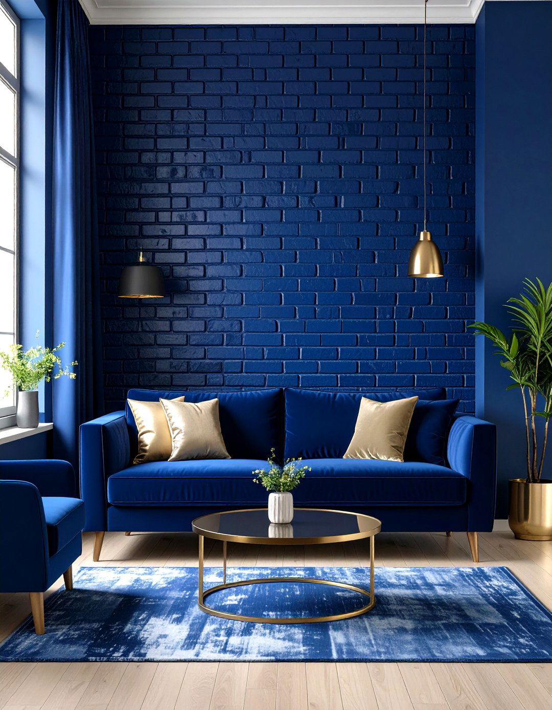 Painted Brick Accent Wall in a Bold Statement Hue - 20 Brick Accent Wall Ideas