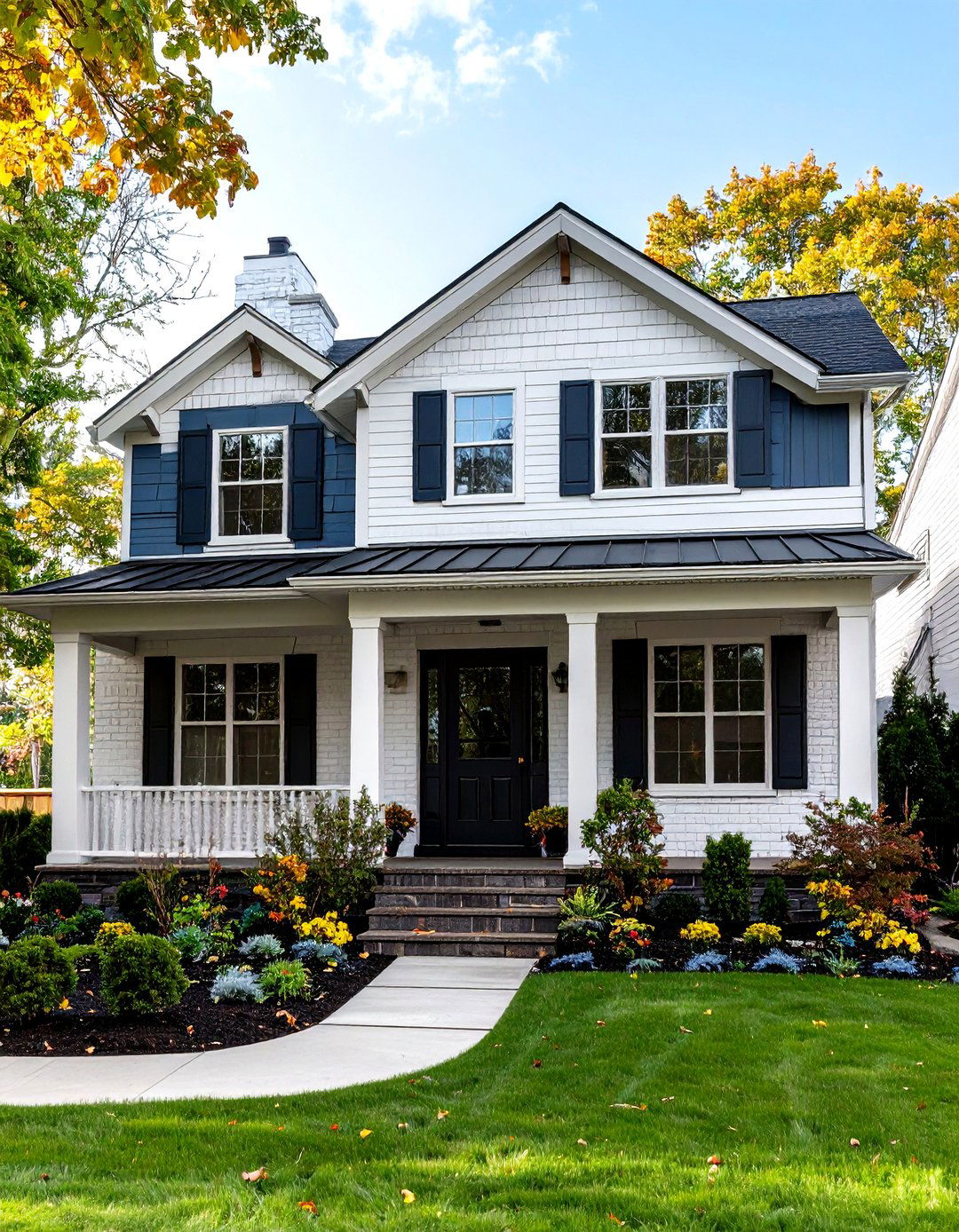 Painted Brick and Complementary Vinyl - 20 Vinyl Siding and Brick Combinations