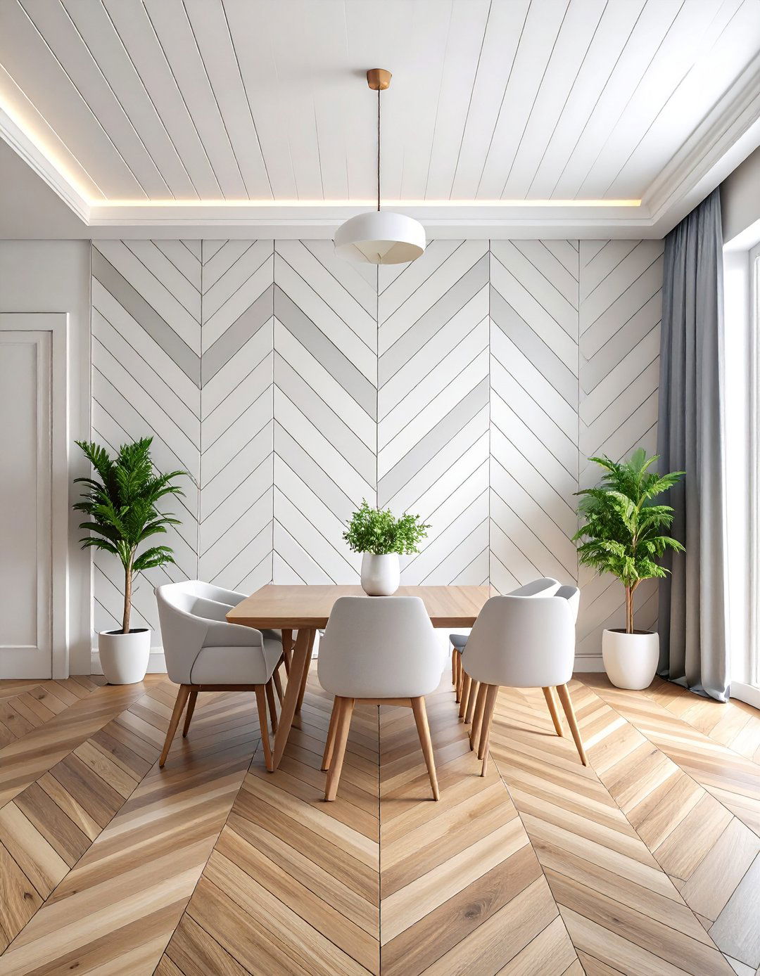 Painted Chevron Patterned Shiplap - 20 Shiplap Dining Room Wall Ideas