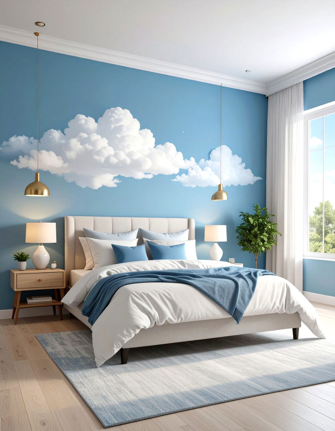 Painted Cloud Themed Bedroom Walls - 20 Cloud Themed Bedroom Ideas