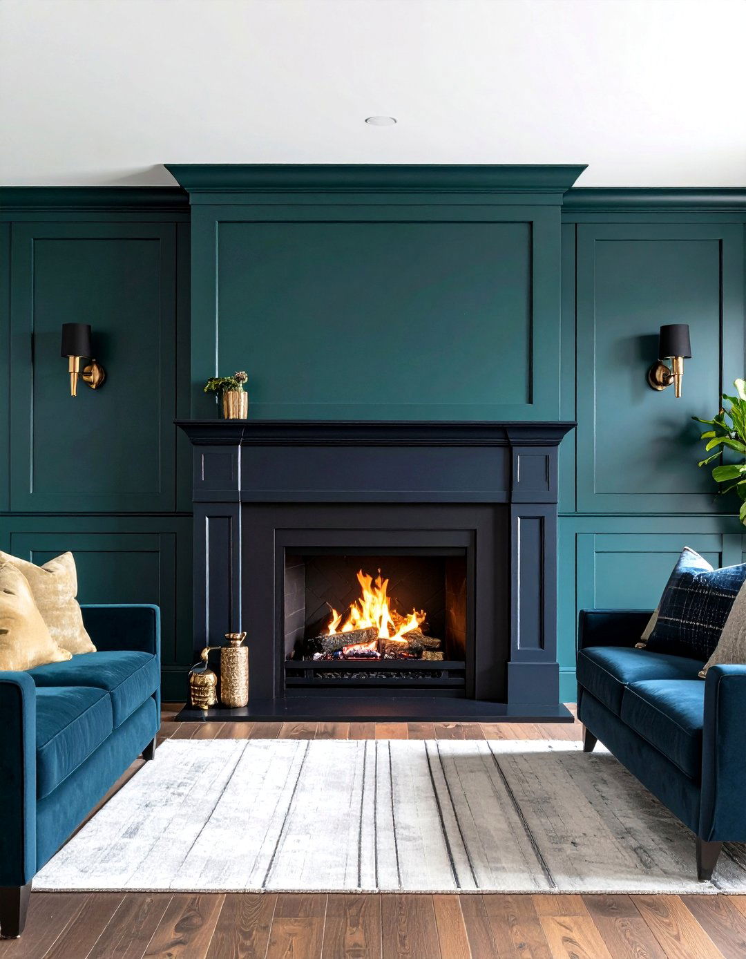Painted Dark Hue Shiplap - 20 Shiplap Fireplace Ideas