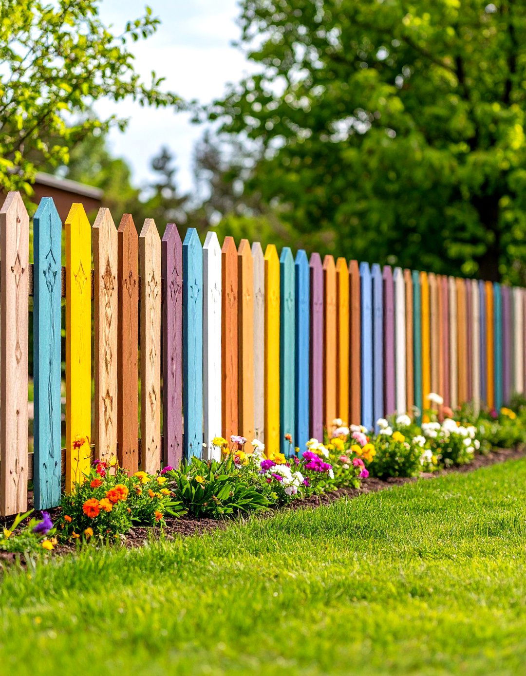 Painted Decorative Cinder Block Fence - 20 Cinder Block Fence Ideas