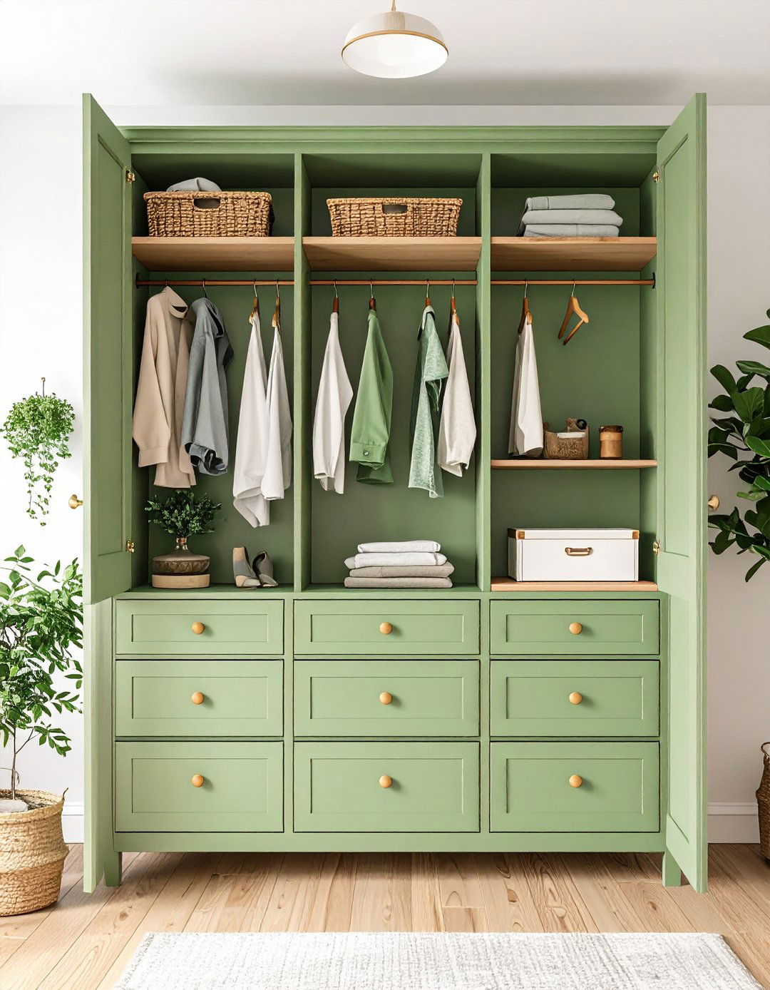 Painted Drawer and Closet Interiors - 20 Sage Green Nursery Ideas