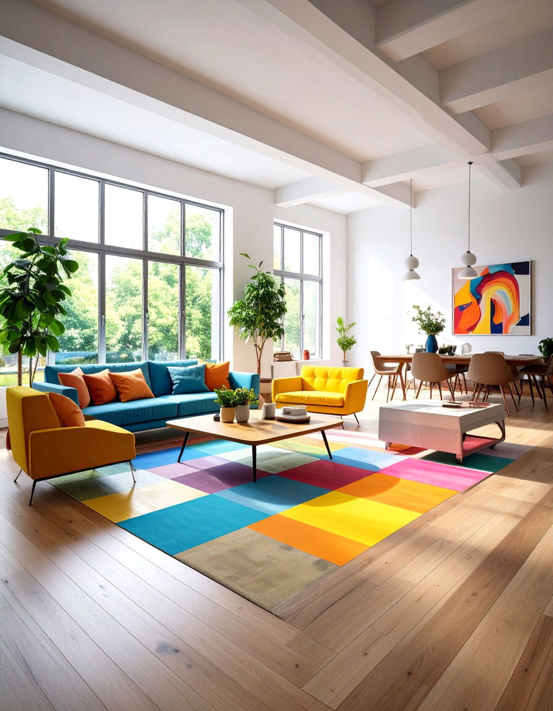 Painted Floor Color Block Zones - 20 Painted Floor Ideas