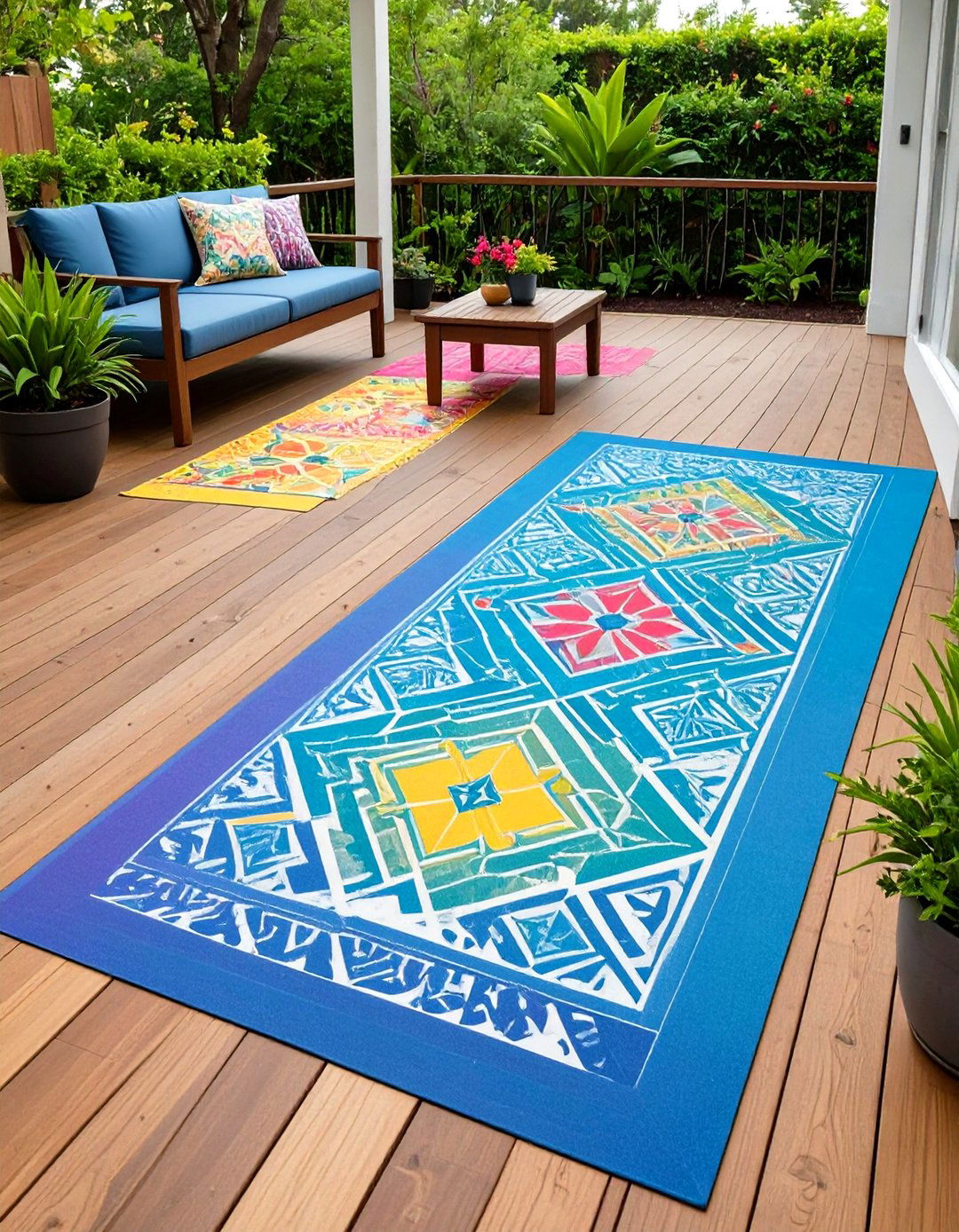 Painted Floor Decor Deck - 20 Small Deck Ideas