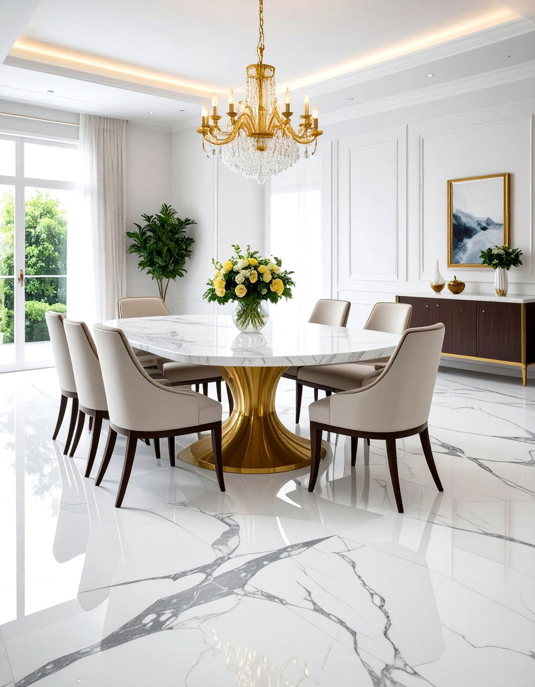 Painted Floor Faux Marble Finish - 20 Painted Floor Ideas