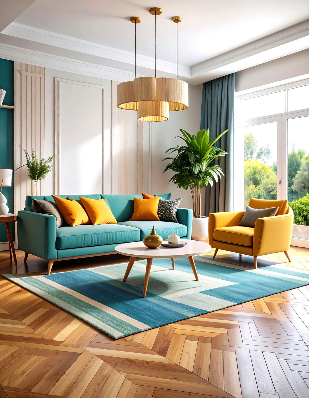 Painted Floor Herringbone Stenciled Design - 20 Painted Floor Ideas