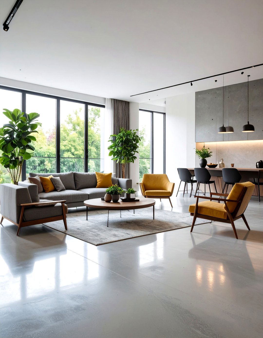 Painted Floor Industrial Concrete Look - 20 Painted Floor Ideas
