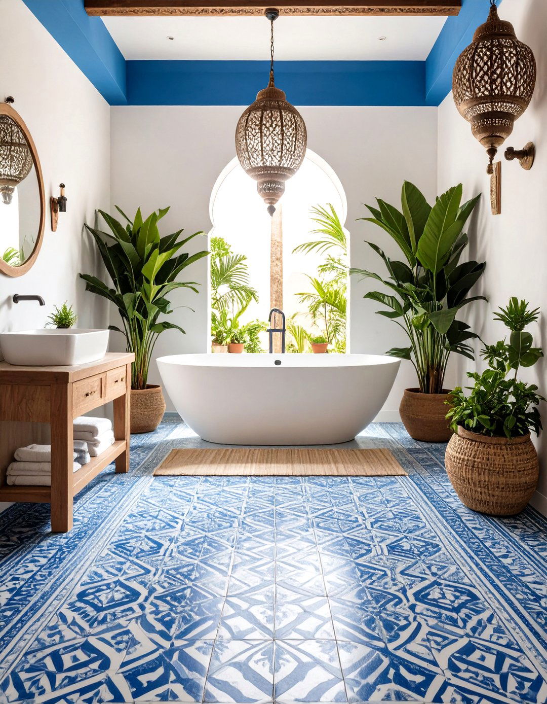 Painted Floor Moroccan Tile Stenciled Pattern - 20 Painted Floor Ideas