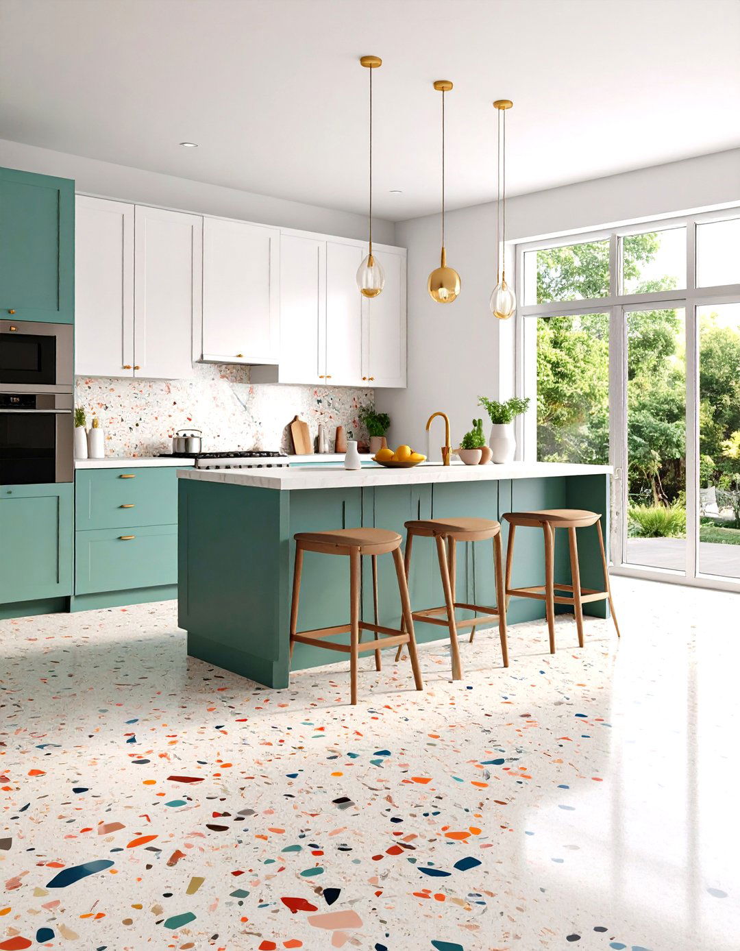 Painted Floor Terrazzo Style Speckled Finish - 20 Painted Floor Ideas