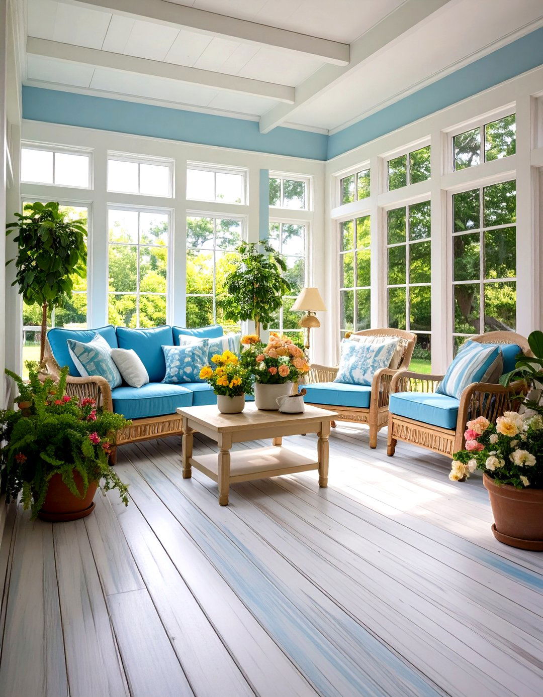 Painted Floor Whitewashed Coastal Style - 20 Painted Floor Ideas