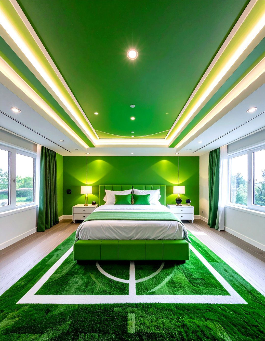 Painted Football Field Ceiling - 20 Soccer Themed Bedroom Ideas
