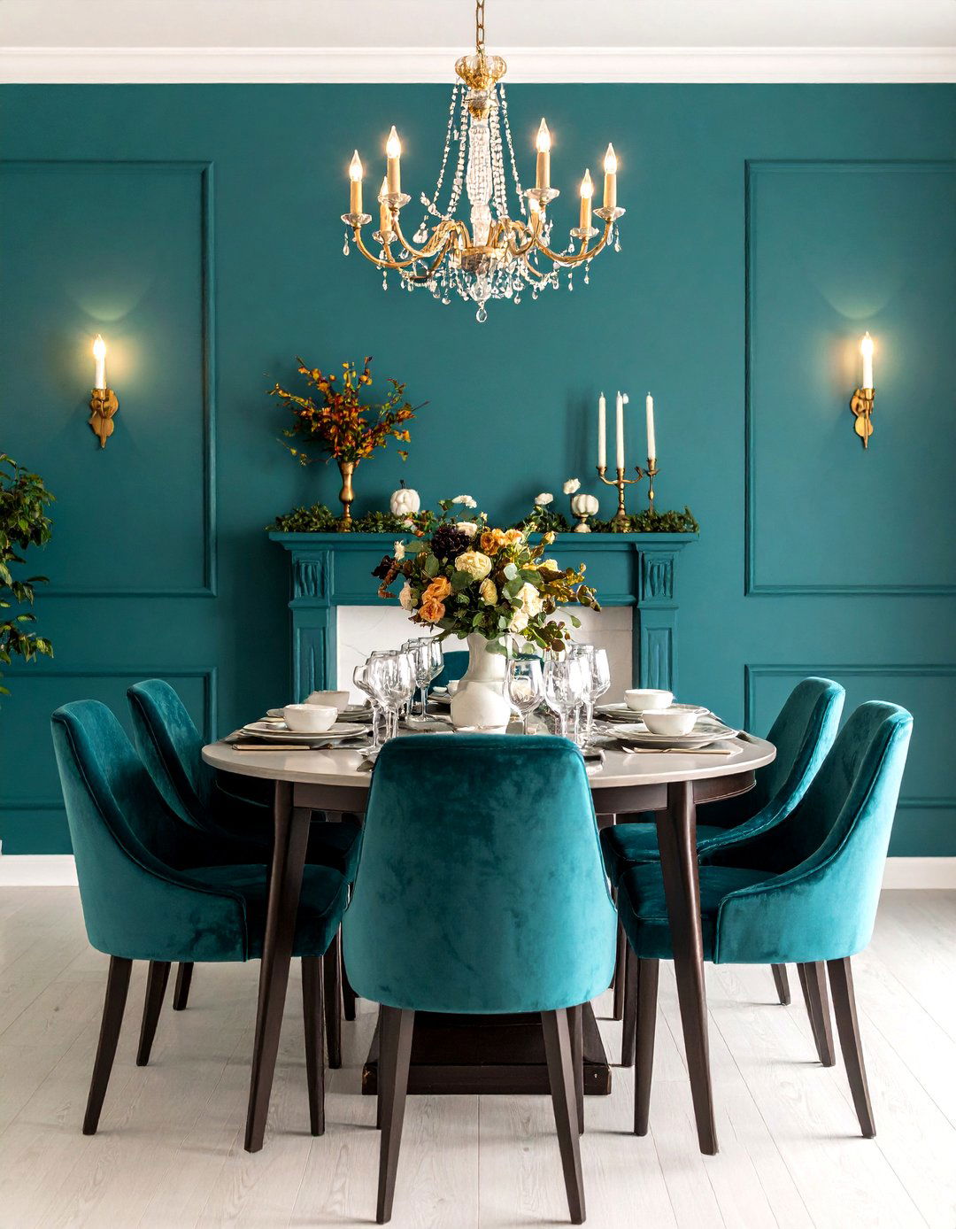 Painted Mantel Adds Bold Color to Dining Room Fireplaces - 20 Dining Room With Fireplace Ideas