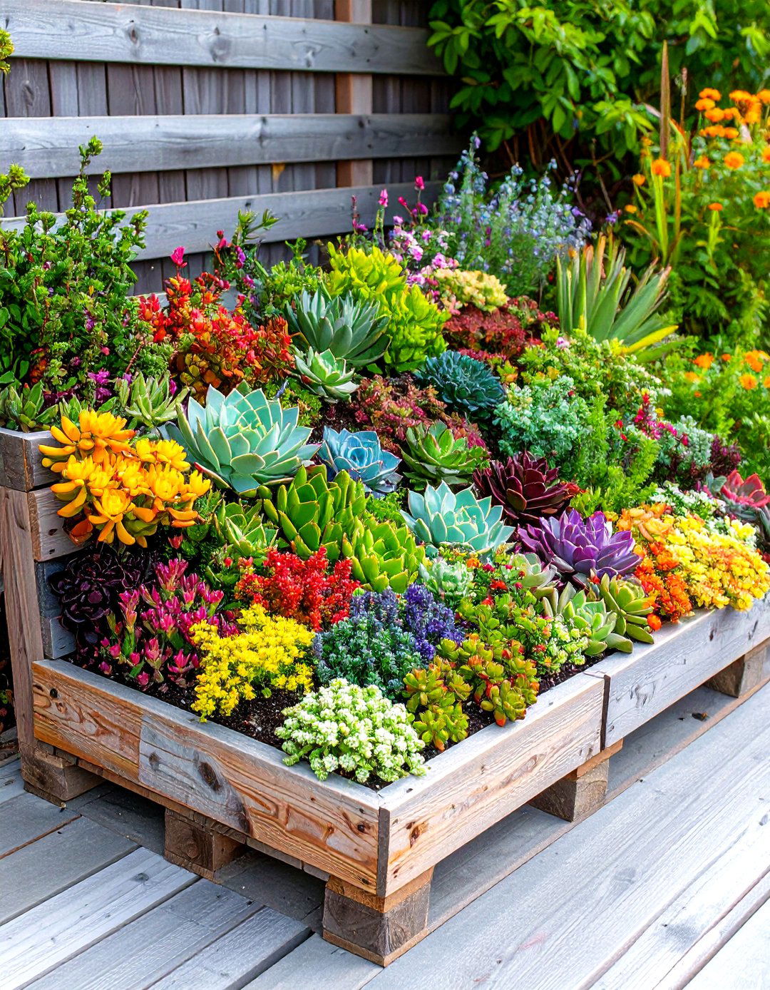 Painted Mosaic Succulent Pallet - 20 Vertical Pallet Garden Ideas