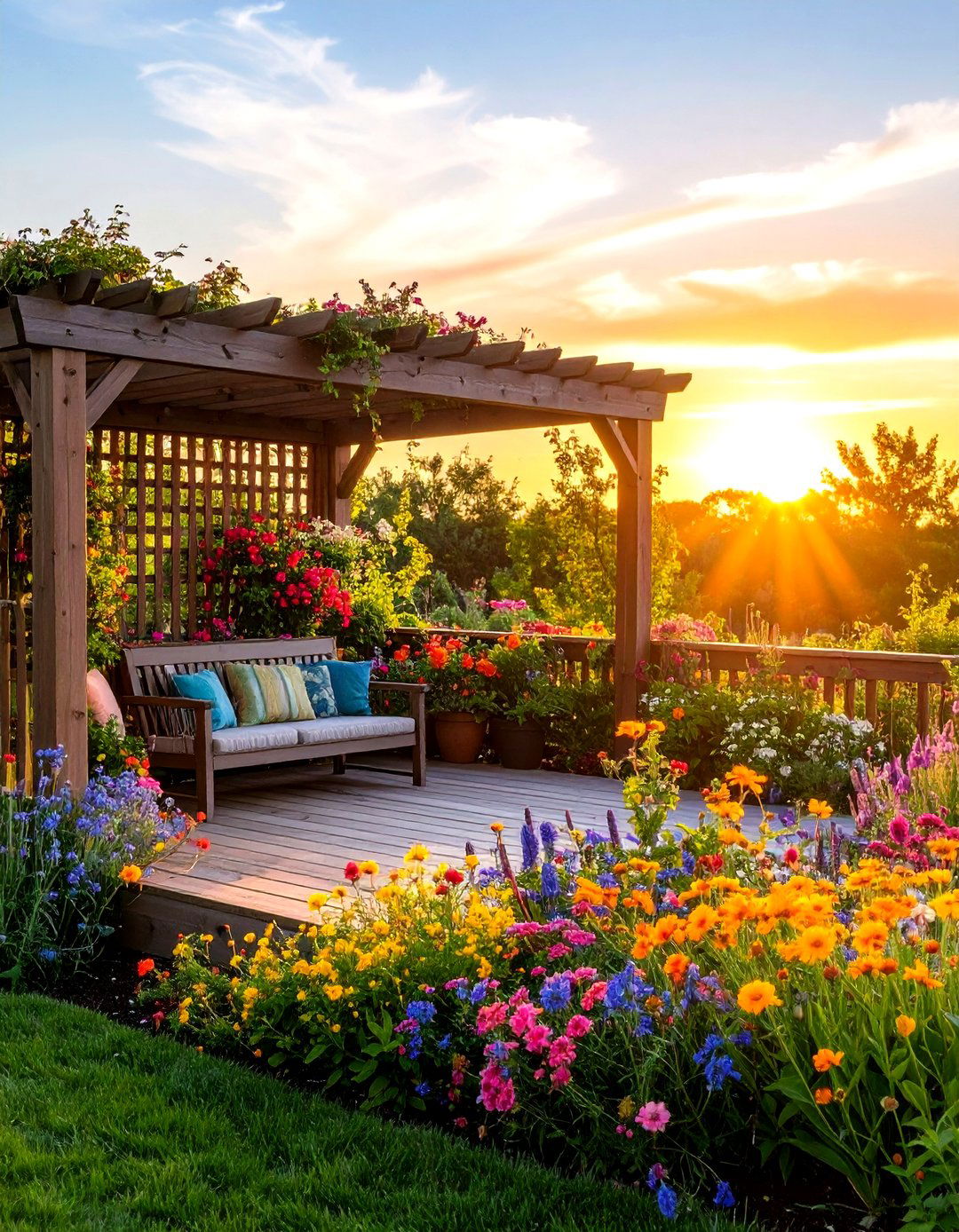 Painted Mural Deck Lattice for Artistic Flair - 20 Deck Lattice Ideas