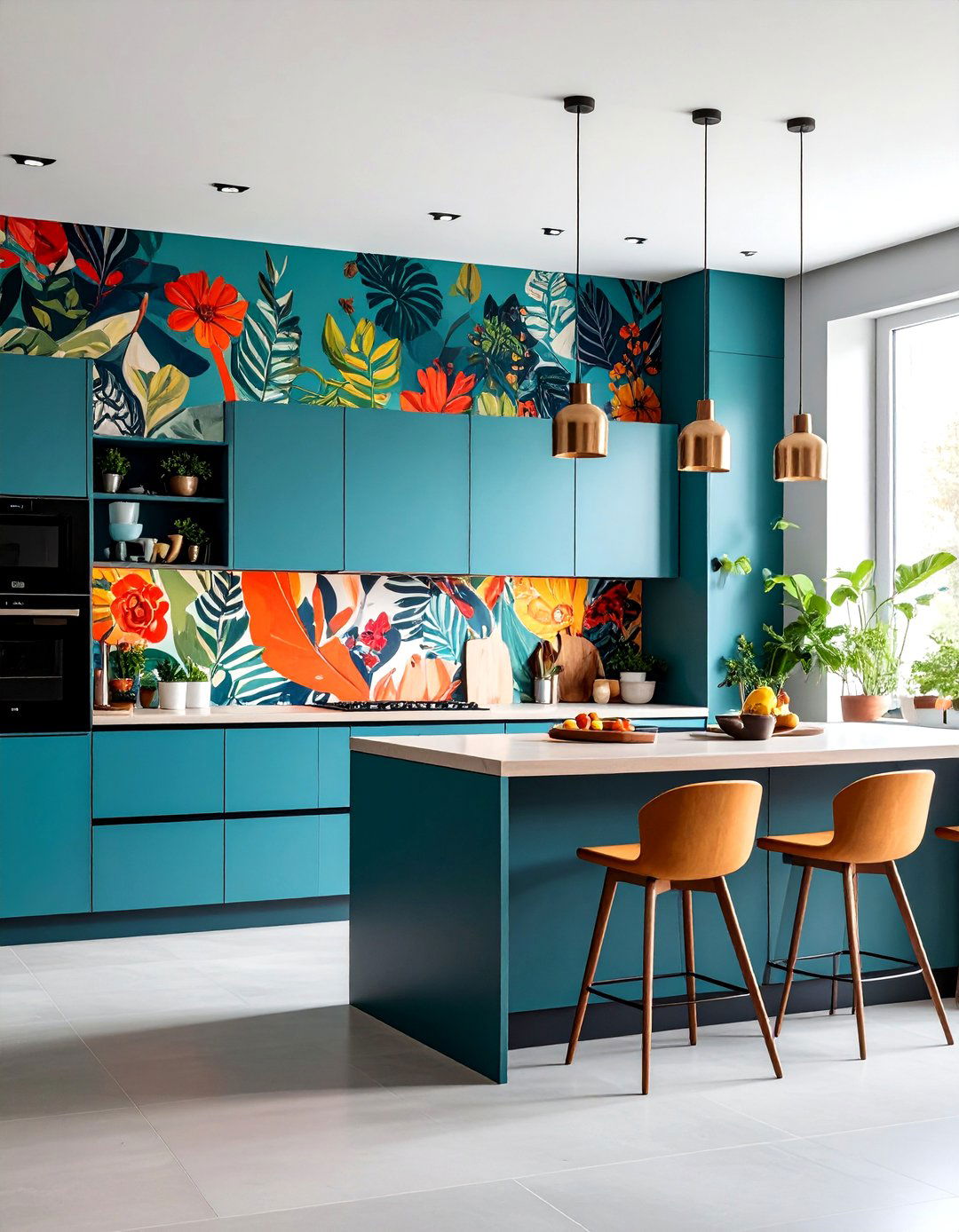 Painted Mural Kitchen Accent Wall with Artistic Expression - 20 Kitchen Accent Wall Ideas